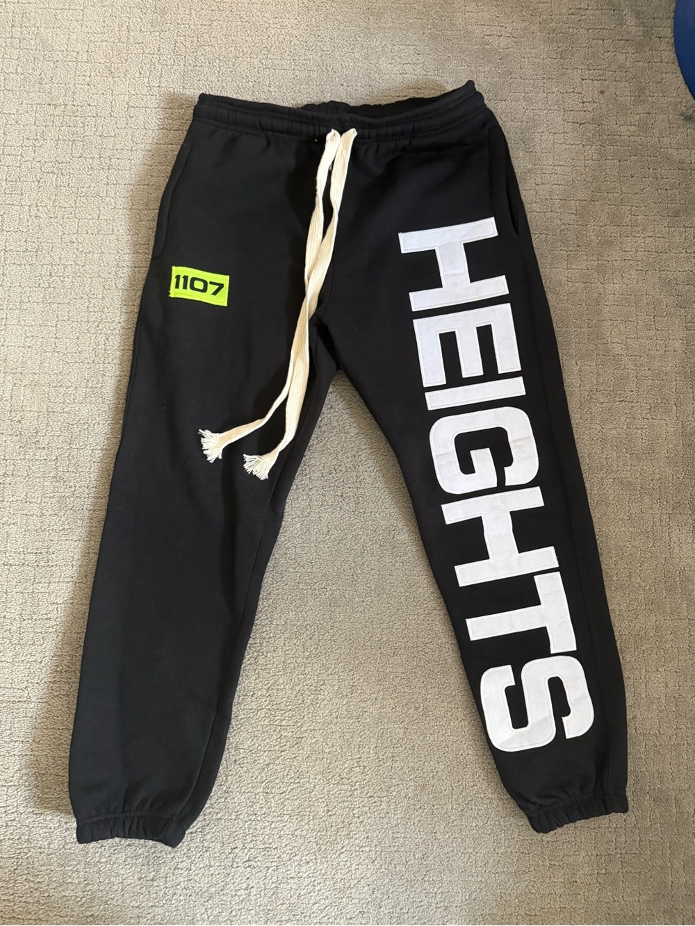 Men's Black 'HEIGHTS' Graphic Jogger Sweatpants with Cream Drawstring